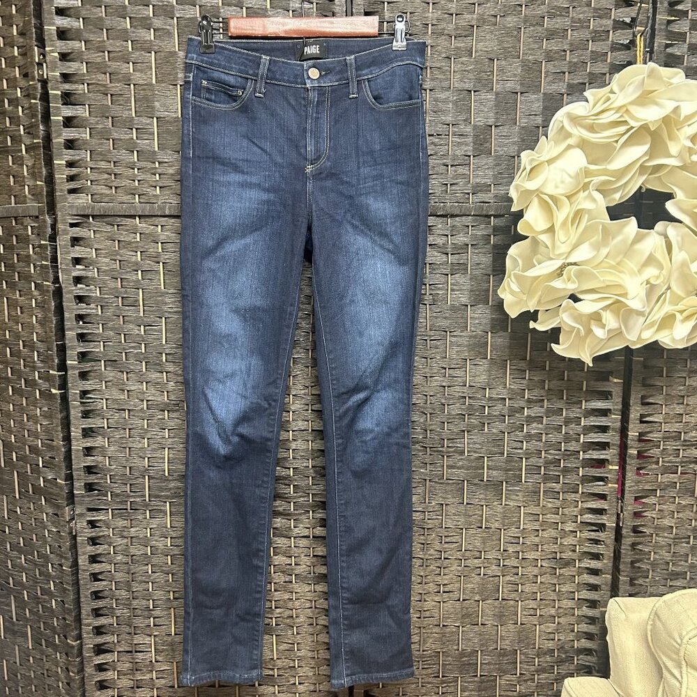 Paige Skinny Stretch Dark Blue Denim Jeans Size 27